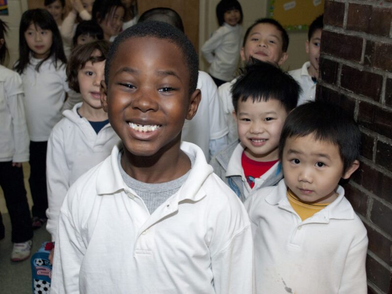 Smiling young students